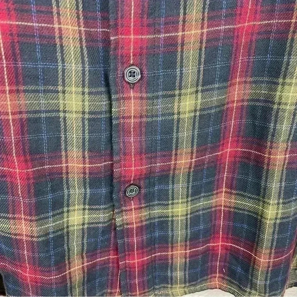 CARBON 2 COBALT Men's XL Cotton Collared Button Down Shirt Plaid Blue Red Yellow - Picture 6 of 10